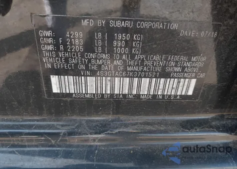 2019 Subaru Impreza 2.0I Premium z USA, uszkodzony, nr VIN 4S3GTAC67K3701521